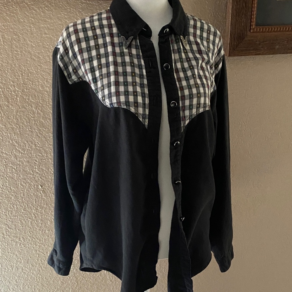 Plaid Accent Black Shirt Jacket